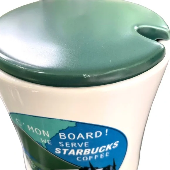 Starbucks Vintage 2001 Barista C'Mon Board Diner Style Coffee Mug Airplane - Picture 8 of 15